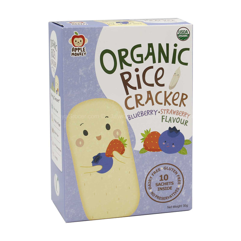 Apple Monkey Rice Cracker Blueberry and strawberry Flavour 30g