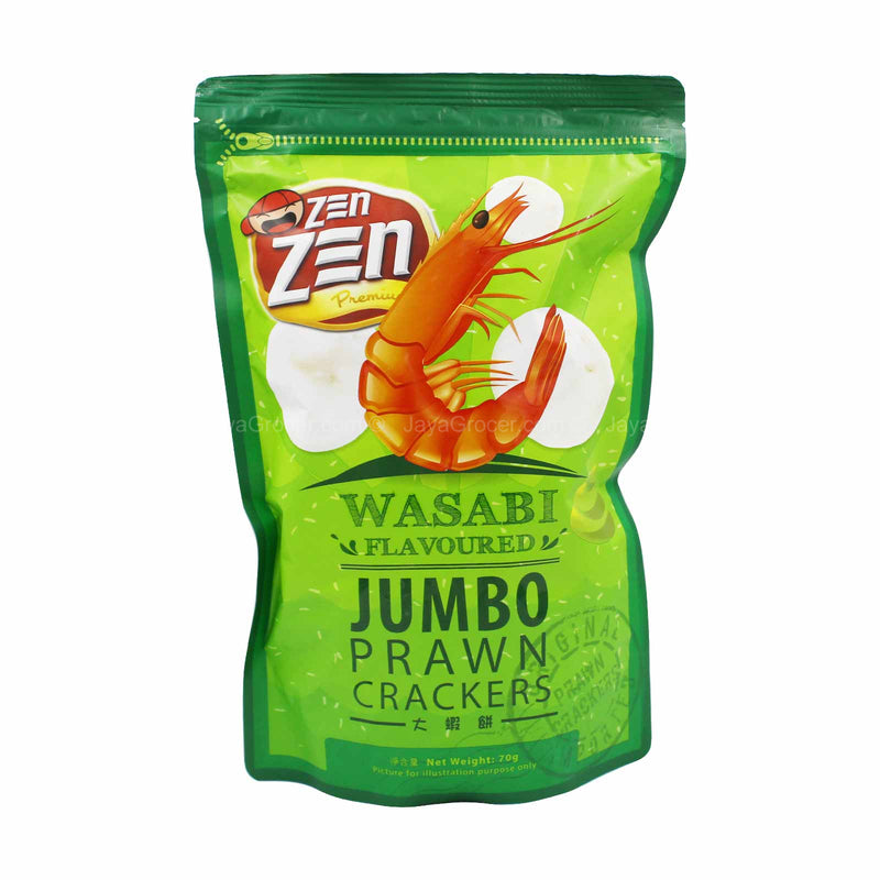 Zen Zen Premium Wasabi Flavoured Jumbo Prawn Cracers 70g