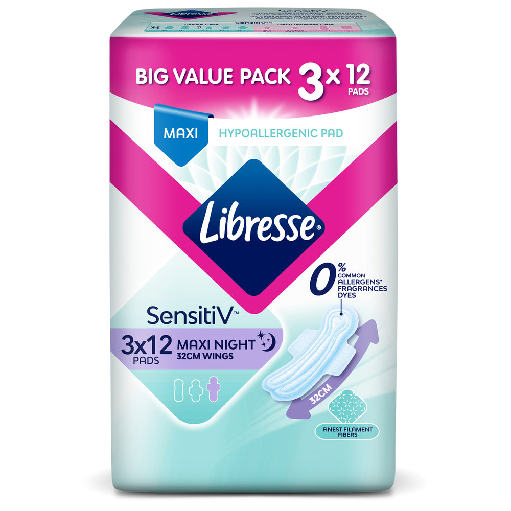 Libresse SensitiV Maxi Night Wings (32cm) 12pcs x 3