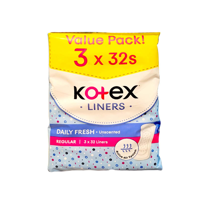 Kotex Fresh Liner Regular Unscented Fresh 32pcs x 3