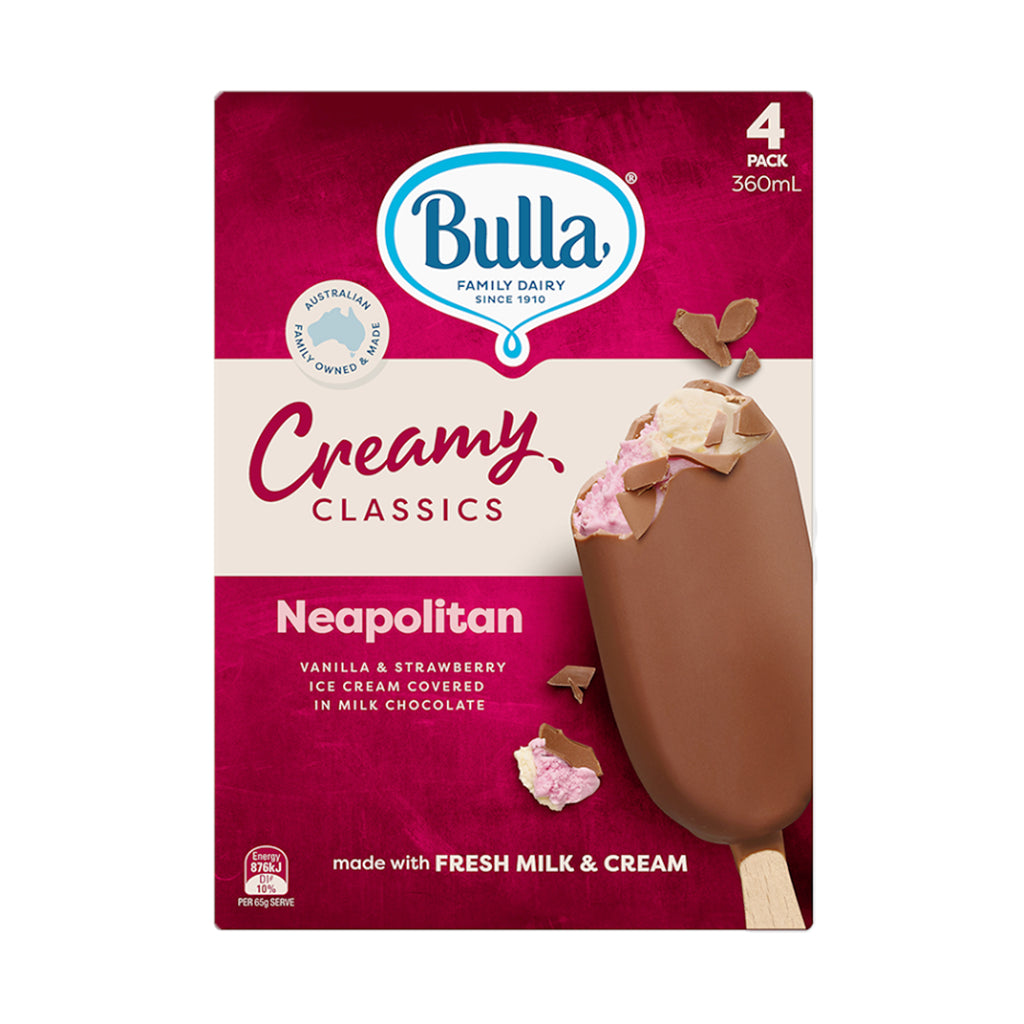 Bulla Creamy Classics Neapolitan Cones 4pcs/pack