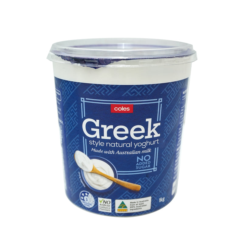 Coles Greek Style Natural Yoghurt (No Added Sugar) 1kg